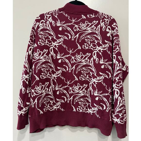 Amour Vert Women’s organic Cotton Burgundy sweater  boho  retro Size L relaxed - Picture 3 of 9
